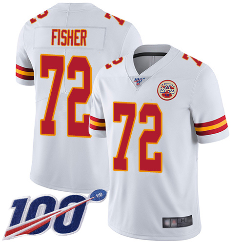Youth Kansas City Chiefs #72 Fisher Eric White Vapor Untouchable Limited Player 100th Season Football Nike NFL Jersey